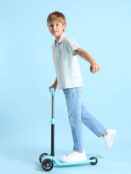 U.S. POLO ASSN. - Kids Striped Pink Half Sleeves Collared Shirt