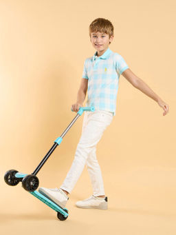 U.S. POLO ASSN. - Kids Checks Blue Half Sleeves Polo T-Shirt