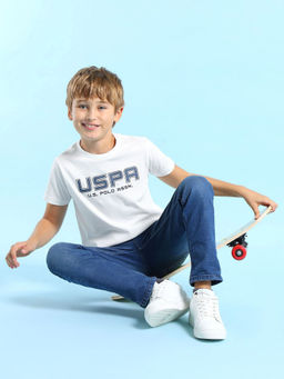 U.S. POLO ASSN. - Kids Solid White Half Sleeves Crew T-Shirt
