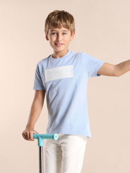 U.S. POLO ASSN. - Kids Printed Blue Half Sleeves Crew T-Shirt
