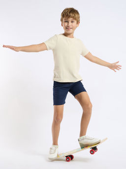 U.S. POLO ASSN. - Kids Solid Beige Half Sleeves Round T-Shirt