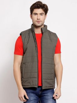 Style Quotient - Men Olive Green Lightweight Padded Jacket