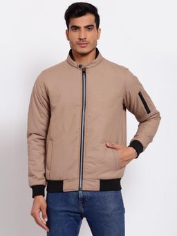 Style Quotient - Men Camel Brown Lightweight Outdoor Bomber Jacket