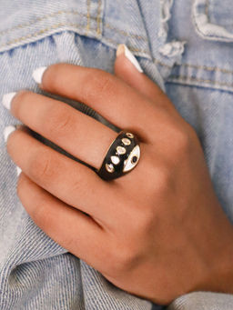 Pipa Bella by Nykaa Fashion - Black Enamel Evil Eye Ring
