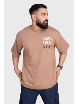 FUAARK - Brown Grow Oversized Sports and Gym T-Shirt for Men