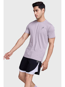 FUAARK - Men Lavender Laser Cut Running Sports and Gym Slim Fit T-Shirt