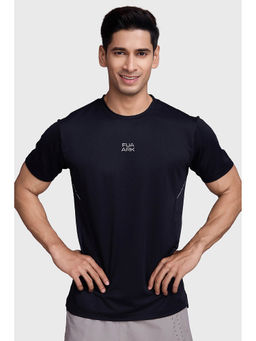 FUAARK - Men Black Sprint Running Sports and Gym Slim Fit T-Shirt