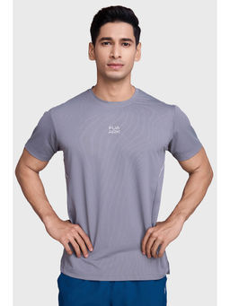 FUAARK - Men Light Grey Sprint Running Sports and Gym Slim Fit T-Shirt