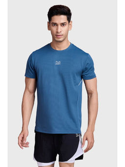 FUAARK - Men Blue Sprint Running Sports and Gym Slim Fit T-Shirt