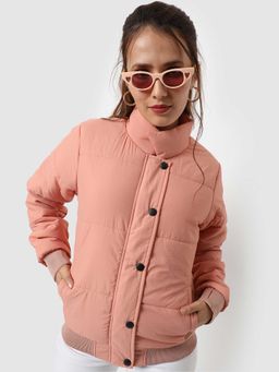 Campus Sutra - Womens Peach Pink Puffer Jacket