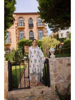 NEERU'S - Cream Printed Straight Kurta with Pant & Dupatta (Set of 3)