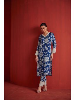 NEERU'S - Blue Casual Kurta with Pant (Set of 2)