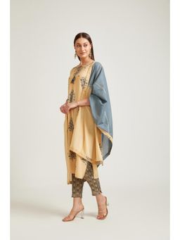 NEERU'S - Yellow Color Slob Rayon Fabric Kurta with Pant & Dupatta (Set of 3)