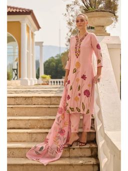 NEERU'S - Pink Printed Straight Kurta with Pant & Dupatta (Set of 3)