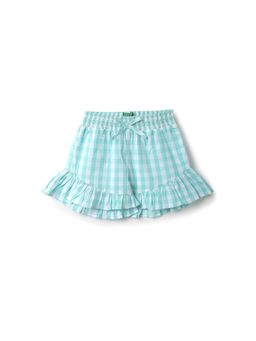 United Colors of Benetton - Girls Checked Regular Fit Shorts Blue