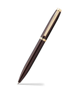 Pennline - Atlas Brass Ballpoint Pen Coffee Brown With Gold Trims