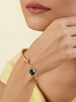 Isharya - Green Star Born Cuff Kada In 18Kt Gold Plated