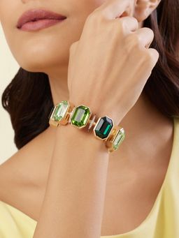 Isharya - Multi-Colour Columbian Fantasy Cuff Kada In 18Kt Gold Plated