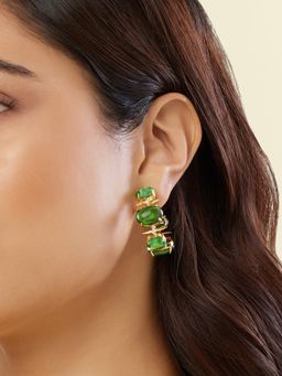 Isharya - Green Sheff's Spikes Hoops Earring In 18Kt Gold Plated