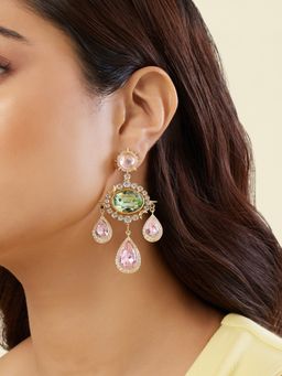 Isharya - Pink Isha's Danglers Earring In 18Kt Gold Plated