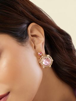 Isharya - Pink Devil's Envy Danglers Earring In 18Kt Gold Plated