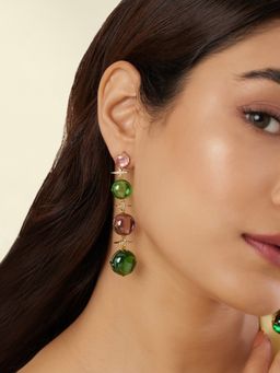 Isharya - Multi-Colour Orionis Long Earrings In 18Kt Gold Plated