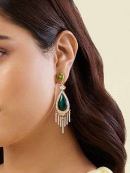 Isharya - Green Meekashi's Magic Drop Danglers Earring In 18Kt Gold Plated