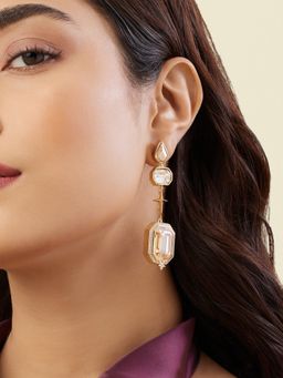 Isharya - Rust Solistice Stone Danglers In 18Kt Gold Plated