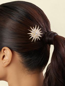 Isharya - White Oriona Hair Pin In 18Kt Gold Plated