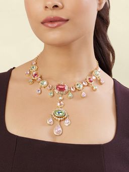 Isharya - Multi-Colour Delphinus Stone Necklace In 18Kt Gold Plated