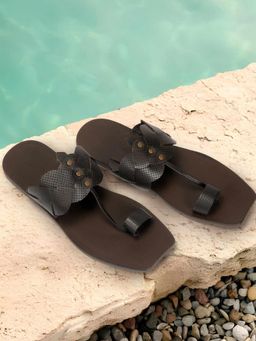 Metro - Mens Brown Open Sandals with Flat Sole