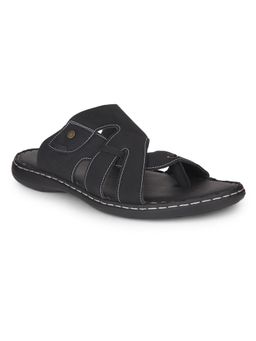 Bata - Mens Slip Ons with Cushioned Sole Toe Ring Sandals - Black