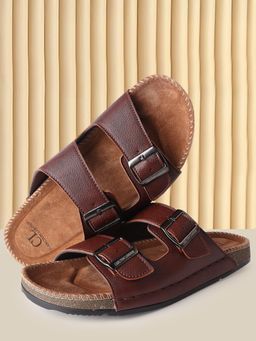 Carlton London - Mens Dual Strap Adjustable Comfort Sandal - Brown
