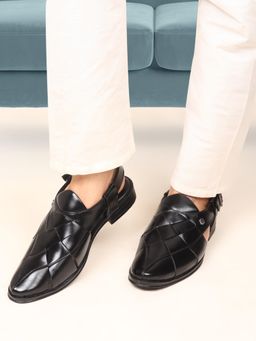 Carlton London - Mens Woven Design Slingback Sandals - Black