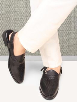 Carlton London - Mens Textured Slingback Sandals with Enclosed Toe - Black