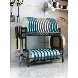 USHA SHRIRAM - Black Card Type Free Mounting Dish Rack (Pack Of 2)