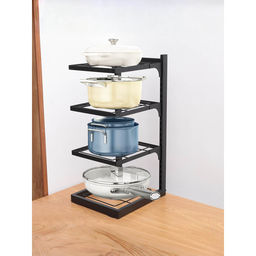 USHA SHRIRAM - Black Buckle Type Pot Rack 4 Layers, (Pack Of 3)