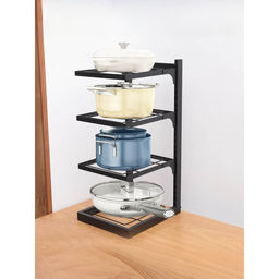 USHA SHRIRAM - Black Buckle Type Pot Rack 4 Layers, (Pack Of 5)