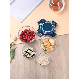 USHA SHRIRAM - Round Borosilicate Glass & Pp Lid (Pack Of 4)