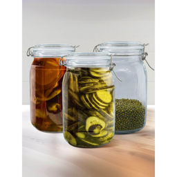 The Better Home - Transparent Glass Jar, 2L, (Pack Of 3)