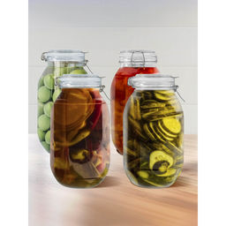 The Better Home - Glass Storage Transparent Jar, 3L, (Pack Of 4)