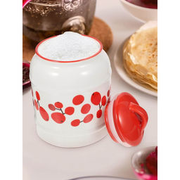 The Better Home - Red Printed Ceramic Jar, 2.5L