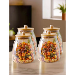 The Better Home - Borosilicate with Bamboo Lid, 1000Ml, (Pack Of 4)