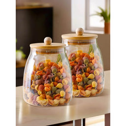 The Better Home - Borosilicate with Bamboo Lid, 1000Ml, (Pack Of 2)