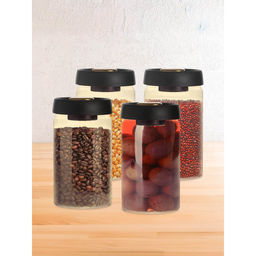 The Better Home - Borosilicate Jar with Vacuum Lid Transparent, 1200Ml, (Pack Of 4)