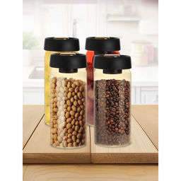 The Better Home - Orange Borosilicate Jar with Vacuum Lid, 1800Ml, (Pack Of 4)