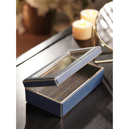 Pure Home + Living - Blue Faux Leather Storage Box