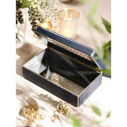 Pure Home + Living - Blue Faux Leather Multi-Purpose Storage Box