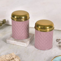 Living With Elan - Mauve Glamour Stainless Steel Airtight Container, 650Ml, (Pack Of 2)