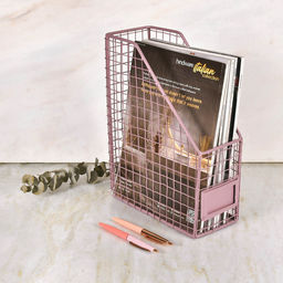 Living With Elan - Mauve Grid Metal File Holder